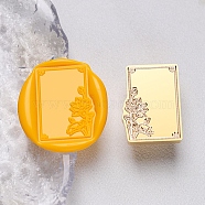 Geometric Flower Frame Brass Stamp Heads, for Wax Seal Stamp, Wedding Invitations Making, Rectangle, 27.5x26x14.5mm, Hole: 7mm(AJEW-H149-01G-09)