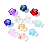 Transparent Glass Beads, Flower, Mixed Color, 10x10x7mm, Hole: 1.2mm(GGLA-S054-011)