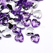 Imitation Taiwan Acrylic Rhinestone Cabochons, Pointed Back & Faceted, Heart, Medium Orchid, 12x12x4.5mm, about 500pcs/bag(GACR-A018-12x12mm-25)