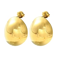 Ion Plating(IP) 304 Stainless Steel Stud Earrings, Oval, Real 14K Gold Plated, 25x20.5mm(EJEW-Z038-02G)