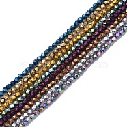 Electroplate Synthetic Non-magnetic Hematite Beads Strands, Faceted, Polygon, Mixed Color, 3.8~4mm, Hole: 1mm, about 99pcs/strand, 14.96 inch(38cm)(G-F740-02B)