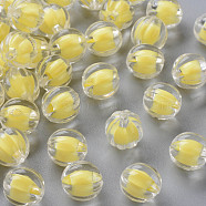 Transparent Acrylic Beads, Bead in Bead, Pumpkin, Yellow, 11x11.5mm, Hole: 2mm, about 610pcs/500g(TACR-S152-07A-SS2105)