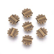 Tibetan Style Beads, Zinc Alloy Beads, Antique Bronze Color, Gear, Lead Free & Nickel Free & Cadmium Free, 9.5mm in diameter, 1.5 mm thick, hole: 1.5mm(X-MLF0670Y-NF)