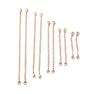 10Pcs 5 Size Ion Plating(IP) 304 Stainless Steel Chain Extender, End Chains with Lobster Claw Clasp, Rose Gold, 55~152mm, 2Pcs/size(STAS-E192-03RG)