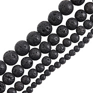 4 Strands 4 Styles Natural Lava Rock Round Beads Strands, 4~10mm, Hole: 1mm, 1 strand/style(G-OC0003-35)