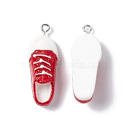 Resin Pendants, with Iron Loop, Shoes Charms, Red, 35x13x11mm, Hole: 2mm(RESI-C018-01P)