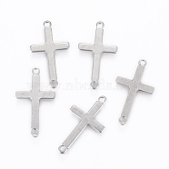 201 Stainless Steel Links connectors, Sideways Cross, Stainless Steel Color, 23x12.5x0.8mm, Hole: 1.5mm(STAS-H422-20P)