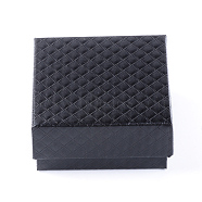 Cardboard Jewelry Set Boxes, with Sponge Inside, Square, Black, 7.3x7.3x3.5cm(CBOX-Q035-27C)