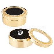 Alloy Loose Diamond Boxes, Flat Round with Clear Glass Window and Sponge Inside, for Jewelry Cabochons Displays, Golden, 4x1.75cm(CON-WH0104-11B-G)