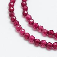 Natural Agate Bead Strands, Dyed, Faceted, Round, Medium Violet Red, 2mm, Hole: 0.5mm, about 180pcs/strand, 15.35 inch(G-R344-2mm-06)