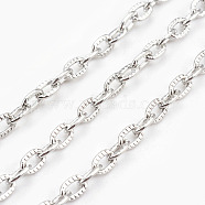 Iron Textured Cable Chains, Unwelded, with Spool, Platinum, 6.9x4x1mm, about 328.08 Feet(100m)/roll(CH-1.0YHSZ-N)