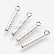 304 Stainless Steel Pendants, Cuboid, Stainless Steel Color, 18x1.5x1.5mm, Hole: 1.5mm(STAS-F041-53)