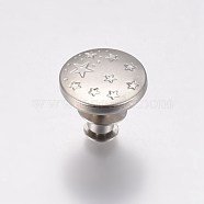 Alloy Button Pins for Jeans, Flat Round with Star, Platinum, 17x14mm(PALLOY-TAC0009-03B)