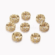 Brass Micro Pave Cubic Zirconia Beads, Rondelle, Golden, 8mm(ZIRC-F001-109G-A)