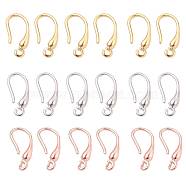 9 Pairs 3 Colors Brass Earring Hooks, Ear Wire, with Horizontal Loop, Mixed Color, 18x2.5mm, Pin: 0.8mm, Hole: 1.4mm, 3 colors, 3pairs/color, 9pairs/box(KK-ZZ0001-01)