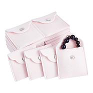 Velet Jewelry Storage Bags, with Snap Buttons, Square, Misty Rose, 5.8x5.9x0.85cm(ABAG-WH0032-48B)