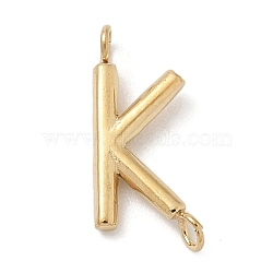 304 Stainless Steel Letter Connector Charms, Real 14K Gold Plated, Letter K, 12x5x2mm, Hole: 1.2mm(STAS-M108-01G-11)