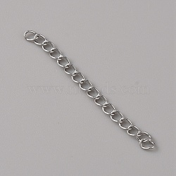 304 Stainless Steel Curb Chains Extender, End Chains, Stainless Steel Color, 45~50mm(KK-WH0027-36)