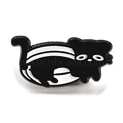 Cartoon Cat Enamel Pin, Alloy Brooch for Backpack Clothes, Black, 14.5x28x1.5mm(JEWB-P032-D04)