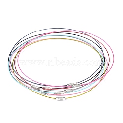 201 Stainless Steel Wire Necklace Cord, Nice for DIY Jewelry Making, with Brass Screw Clasp, Stainless Steel Color, Mixed Color, 17.72 inch(45cm)(TWIR-XCP0001-03)