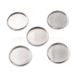 316 Surgical Stainless Steel Cabochon Tray Settings, Plain Edge Bezel Cups, Flat Round, Stainless Steel Color, 22x2mm(STAS-I187-06E-P)