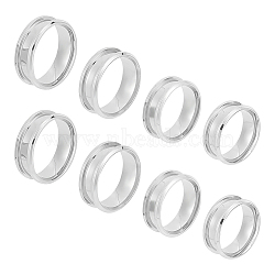 16pcs 4 Size 201 Stainless Steel Grooved Finger Ring Settings, Ring Core Blank, for Inlay Ring Jewelry Making, Stainless Steel Color, US Size 6 1/2~10 1/4(16.9~19.9mm), 4pcs/style(STAS-UN0044-29)