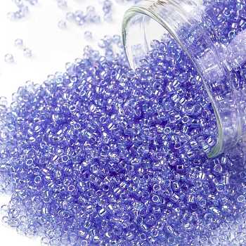 TOHO Round Seed Beads, Japanese Seed Beads, (168) Transparent AB Light Sapphire, 15/0, 1.5mm, Hole: 0.7mm, about 3000pcs/bottle, 10g/bottle