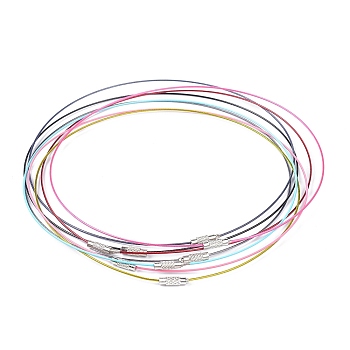 201 Stainless Steel Wire Necklace Cord, Nice for DIY Jewelry Making, with Brass Screw Clasp, Stainless Steel Color, Mixed Color, 17.72 inch(45cm)