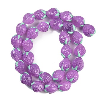 Handmade Lampwork Beads Strand, Strawberry, Lilac, 13~14x11.5~12x10~10.5mm, Hole: 1.2mm, about 30pcs/strand, 15.55''(39.5cm)