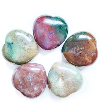 Natural Indian Agate Healing Stones, Heart Love Stones, Pocket Palm Stones for Reiki Ealancing, 30x30x15mm