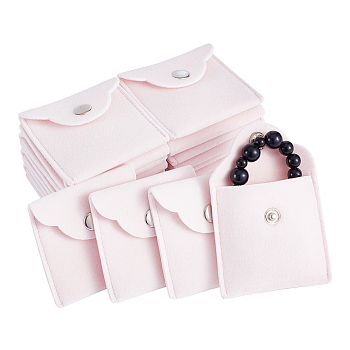 Velet Jewelry Storage Bags, with Snap Buttons, Square, Misty Rose, 5.8x5.9x0.85cm