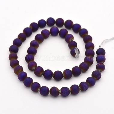 Electroplate Natural Agate Round Beads Strands(G-M211-8mm-04)-2