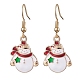 Christmas Theme Alloy Enamel Dangle Earrings(EJEW-JE05830-03)-1