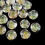 Handmade Lampwork Beads, Rondelle, Champagne Yellow, 12.5x7.5mm, Hole: 3.5mm(LAMP-A012-02C)