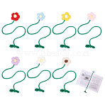 7Pcs 7 Colors Polyester Crochet Flower Bookmarks, Mixed Color, 475mm, 1pc/color(AJEW-CA0004-54)