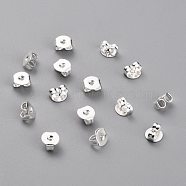 Brass Friction Ear Nuts, Ear Locking Earring Backs for Post Stud Earrings, 925 Sterling Silver Plated, 5x5x3mm, Hole: 1mm(KK-O131-06S-A)