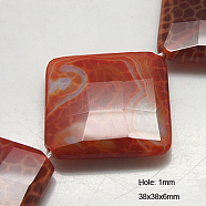 Natural Fire Crackle Agate Beads Strands, Dyed & Heated, Faceted, Rhombus, 38x38x6mm, Hole: 1mm(G-G238-28x28mm-02)