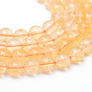 Round Natural Citrine Bead Strands, Dyed & Heated, 6mm, Hole: 1mm, about 65pcs/strand, 15.7 inch(X-G-R345-6mm-21)