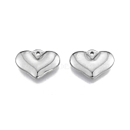 201 Stainless Steel Pendants, Heart, Stainless Steel Color, 15x20.5x4mm, Hole: 1.8mm(STAS-N099-18)
