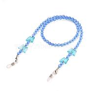 Butterfly Design Eyeglass Chains for Women, Glasses String Holder, with Acrylic Beads, 304 Stainless Steel Lobster Claw Clasps, Sky Blue, 21.25 inch(54cm)(AJEW-EH00255-01)