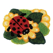 DIY Latch Hook Rug Kit, DIY Rug Crochet Yarn Kits, Including Color Printing Mesh Embroidery Pad, Acrylic Fiber Wool, Instruction, Ladybug, 380x500x2mm(DIY-NH0005-01C)