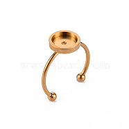 201 Stainless Steel Cuff Pad Ring Settings, Laser Cut, Golden, Tray: 8mm, US Size 8(18mm)(X-STAS-S080-042C-G)