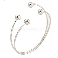 Non-Tarnish 304 Stainless Steel Wrap Cuff Bangle for Women, Round, Stainless Steel Color, Inner Diameter: 2-1/4x2-1/2 inch(5.8x6.3cm)(BJEW-P331-17P)