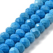 Dyed Natural Howlite Beads Strands, Faceted Rondelle, Dodger Blue, 7.5~8x5.5mm, Hole: 1mm, about 72pcs/strand, 15.31 inch(38.9cm)(G-G023-A01-01B)