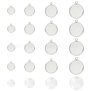 DIY Pendant Making Kits, with 304 Stainless Steel Pendant Cabochon Settings and Glass Cabochons, Stainless Steel Color, Cabochon Settings: 80pcs/set(DIY-UN0001-53P)