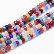 Natural White Jade Bead Strands, Dyed, Faceted, Rondelle, Colorful, 4~5x3mm, Hole: 0.5mm, about 115~120pcs/strand, 13.39~13.98 inch(34~35.5cm)(X-G-R343-2x4-40)