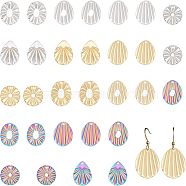 CHGCRAFT 30Pcs 304 Stainless Steel Pendant, Textured Charms, Mixed Shapes, Mixed Color, 18~22x17~18x1mm, Hole: 1.2~1.6mm(STAS-CA0001-76)