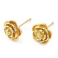Flower Alloy Stud Earrings for Women, with 304 Stainless Steel Steel Pin, Cadmium Free & Lead Free, Light Gold, 8.5x9mm(PALLOY-Q447-13LG)