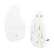 Acrylic Earrings Display Frame, with Iron Holder, Teardrop, White, 15x10x0.3cm, Hole: 1.5mm and 4mm(EDIS-WH0006-17C)