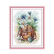Flower Pattern DIY Cross Stitch Beginner Kits, Stamped Cross Stitch Kit, Including 11CT Printed Cotton Fabric, Embroidery Thread & Needles, Instructions, Colorful, Fabric: 270x228x1mm(DIY-NH0003-01A)